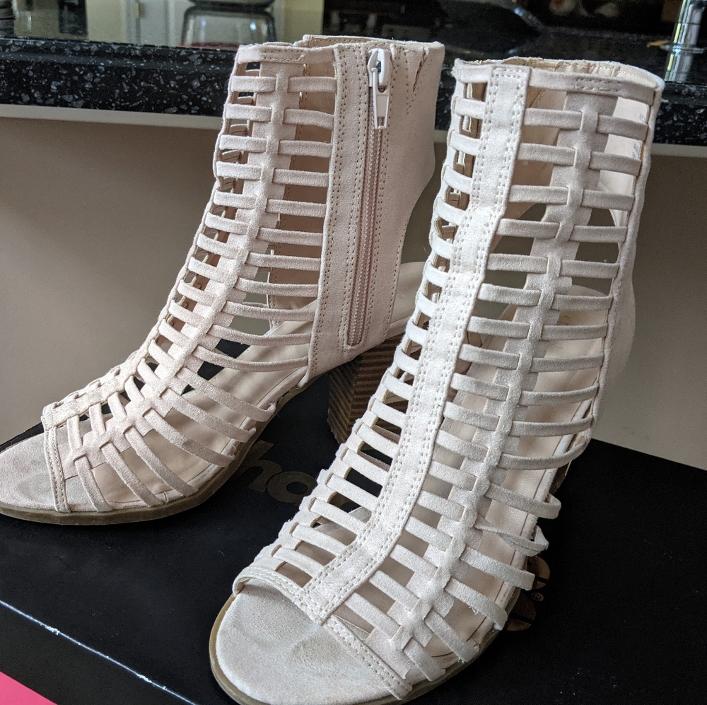 Suede Caged Sandal